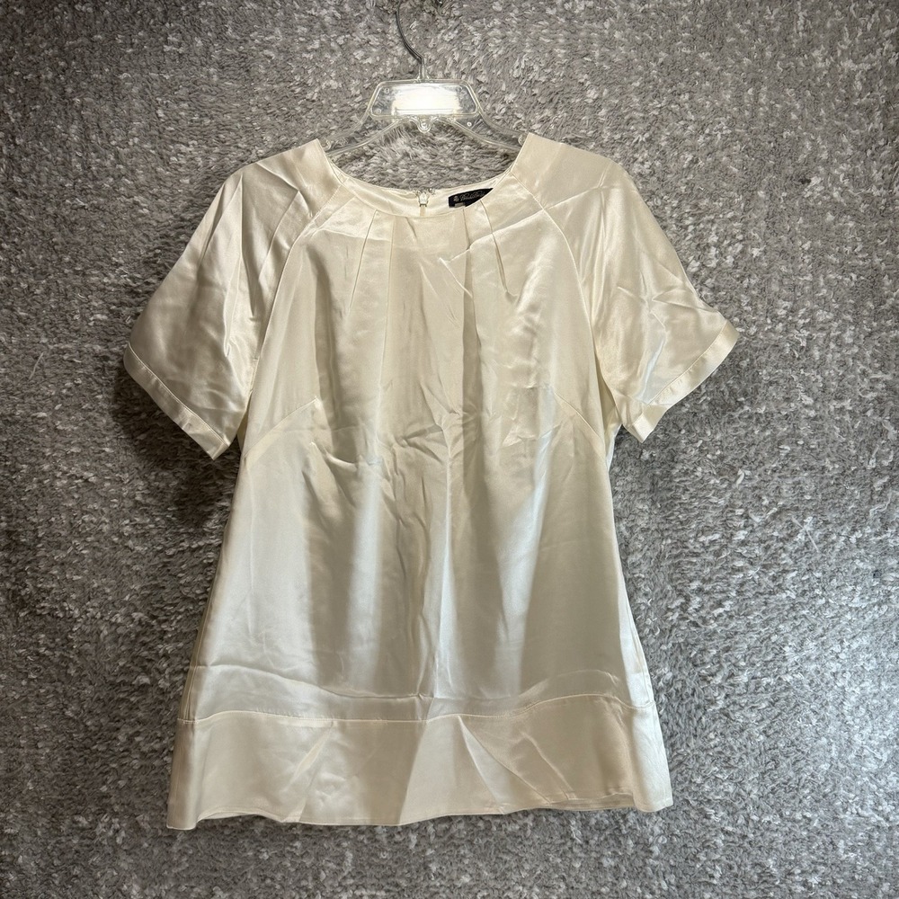 BROOKS BROTHERS Silk Pleated Ivory Top Blouse Sz 6 Preppy Career Classic Elegant